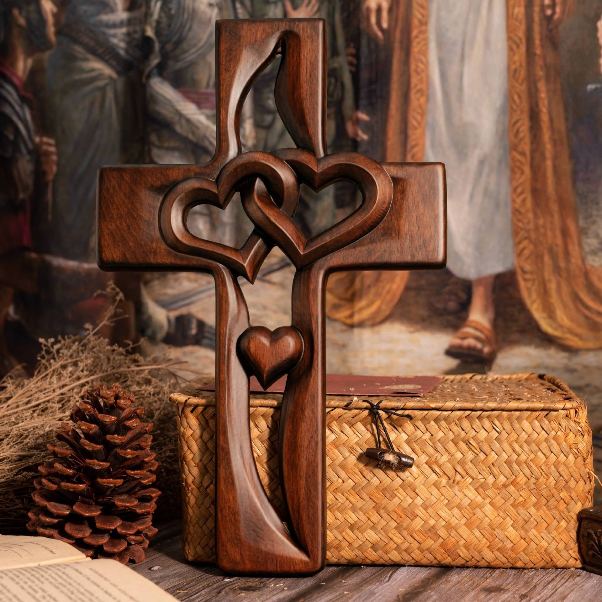 Celebrate Love with Our Valentine's Day Cross Wooden Carved Heart Craft